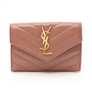 Pre-owned Yves Saint Laurent Calfskin Small Leather Goods Saint Laurent Monogram Envelope Leather Wallet