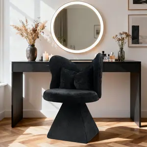 OPUL Vanity Chair with Butterfly Back, Swivel Accent Chair Dining Chairs, Comfy No Wheels, Makeup Stool for Bedroom Dressing Table, Suitable for Living Room, Dining Room, Study, Home Office, Recreational Areas, Black