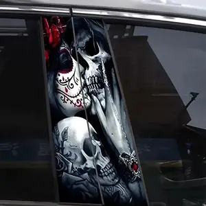 Car Skull Pattern Sticker, Waterproof & Sun-proof Car Sticker, Car Exterior Decoration Accessories for Car Door & B-pillar, Decal for Cars