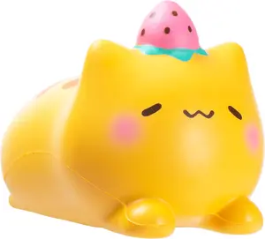 [Hamee Original] SquiSHU Jumbo Strawberry Cat - Toy Collectible Slow Rising Cute Loaf Cat Birthday Gift, Party Favors, Stress Relief Squishies
