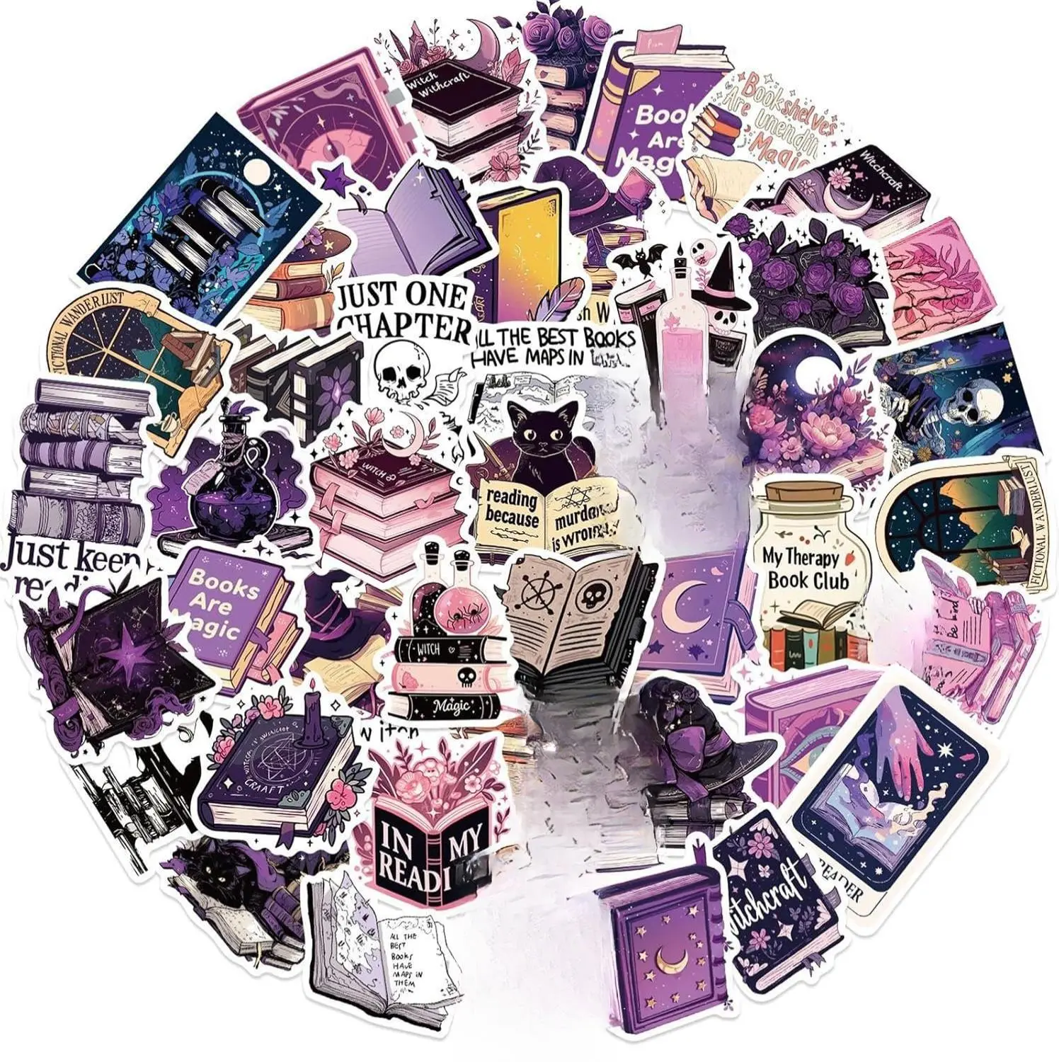 50PCS Bookish Witch Stickers for Kindle Witchy Style Bookworm Sticker Pack for Kids Teens Witchcraft Vinyl Decals for Laptop Water Bottle Girls Waterproof Magic Bookish Stickers Bookworm Dark Academia