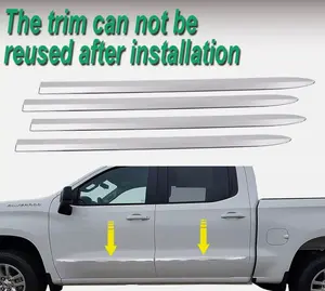 CROSSDESIGN Body Side Door Molding Trim Cover Protector Fit For 2019-21 Chevrolet Silverado
