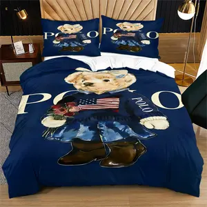 Bear Print Design Bedding Set, Includes 1 Quilt Cover and 1 or 2 Pillowcases, Excludes Quilt and Pillow Inserts, Suitable for Bedroom or Dormitory Bedding Sets, Ideal for Gifting or Personal Use, Decorative Bedding Set