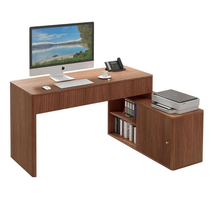 Giratree Modern Computer PC Desk Table with Storage, Corner L Shaped Desk with Drawers, Home Office Desk for Bedroom and Small Space, for Writing, Executive, Study, Work, Vanity