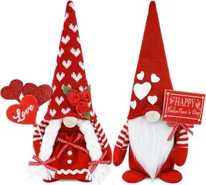 Valentine’s Day Gnome Decor Set of 2 – Handmade Plush Swedish Gnomes, Romantic Valentine’s Day Decorations for Home, Party Ornaments, Cute Valentine Gifts for Her & Him