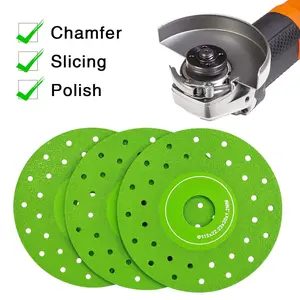 3PCS 115MM Vacuum Brazed Ultra-Thin Multi-Pore Flat Abrasive Sheet Disc for Porcelain Glass Ceramic Tile Granite Marble Diamond Saw Blade Cutting polished concrete