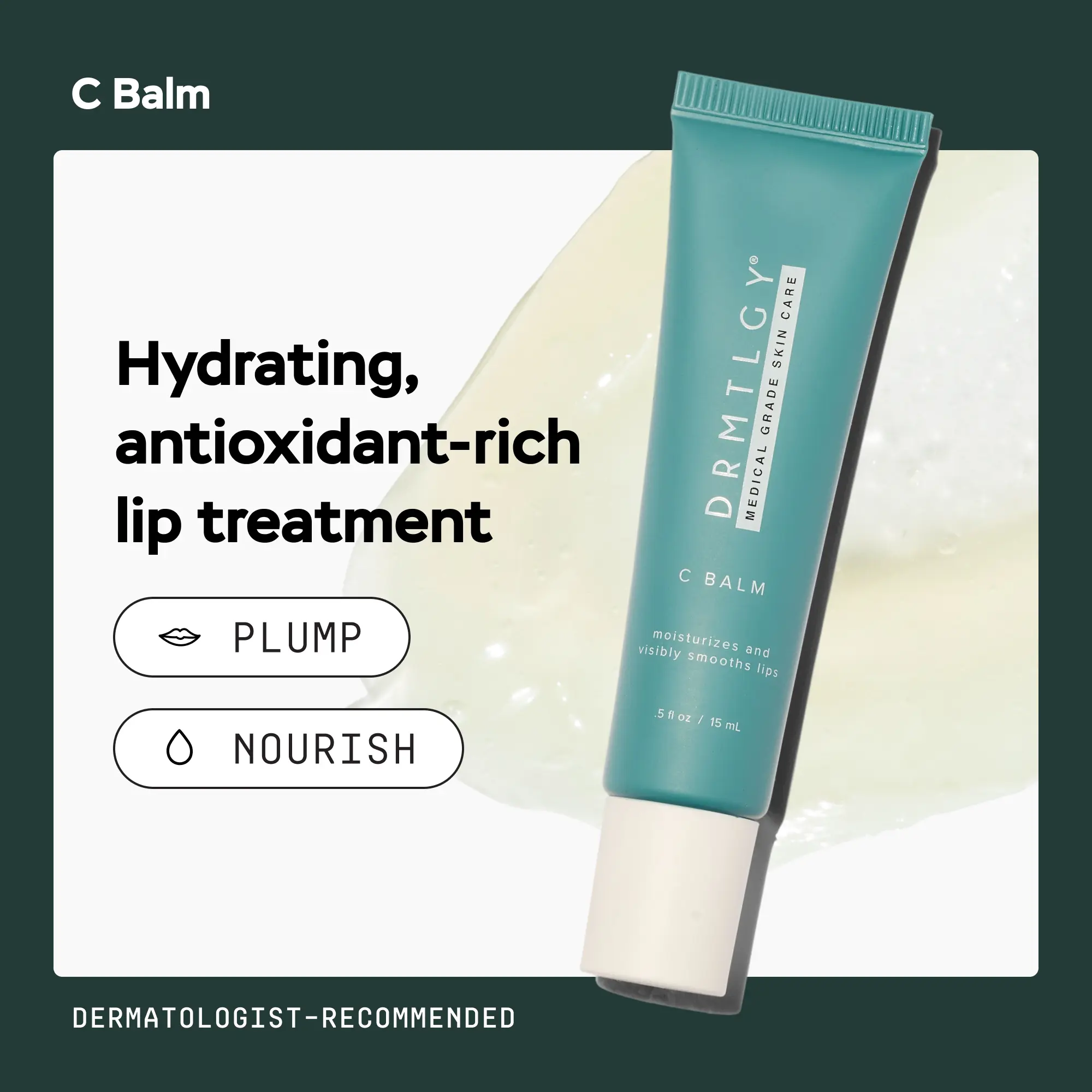DRMTLGY C Balm 0.5 fl oz Vegan with Vitamin C and Hylauronic Acid Moisturizing Lip Mask