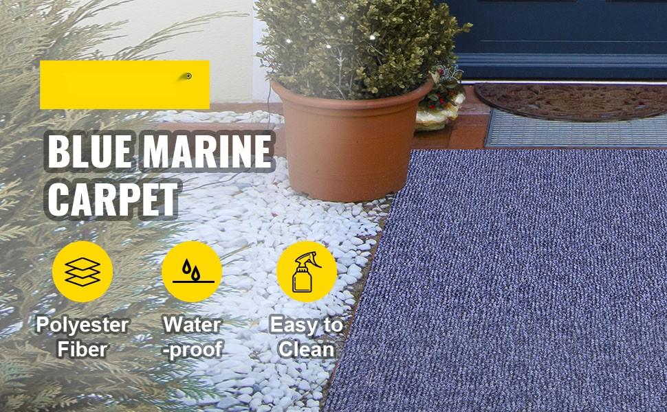 Deep Blue Marine Carpet 5.9 Ft by 36 Ft Marine-Grade Boat Carpet With Waterproof Backing for Outdoor Use, Rug for Patio, Porch, Deck, Garage and Outdoor Areas, Non-Slip Runner Rug All-Weather Durable