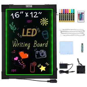 VEVOR LED Message Writing Board,  16"x12" Illuminated Erasable Lighted Chalkboard, Neon Effect Menu Sign Board, Drawing Board with 8 Fluorescent Chalk Markers and Remote Control, for Home Wedding Shop