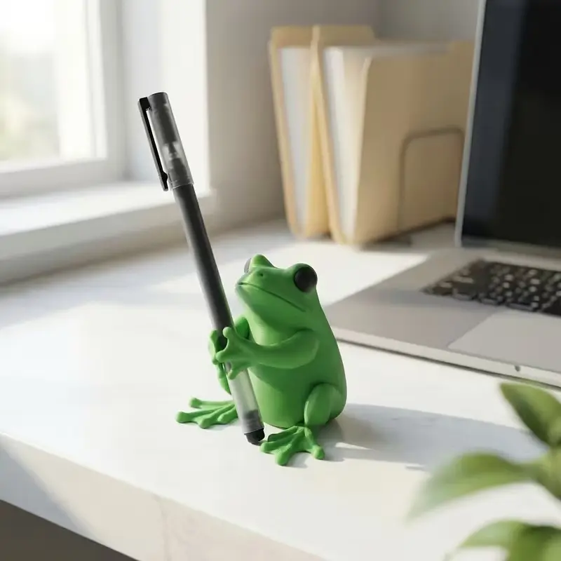 Cute Frog Pen Holder, 3D Design Office Decor, Fun Stationery Organizer, Desk Organizers, Desk Accessory, Office Accessories, Ideal for Gamers, Writers, Frog Lovers