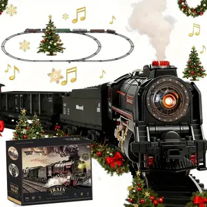 Premium RC Train Set - Luxury Alloy Electric Toy with Realistic Smoke, LED Lights & Sound, Rechargeable Tracks & Cargo Cars, Top Christmas/Birthday Gift for Kids 3-7