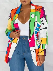 Plus Size Women's Oversized Blazer Jacket Long Sleeve Button Front Coat for Fall & Winter Travel Performance Events