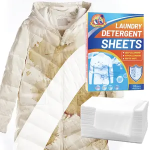 30pcs Laundry Detergent Sheets, Powerful Clean & Fresh Scent, Lightweight Dissolvable Washing Sheets for All Washers