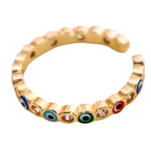 Gold Multicolor Evil Eye Ring