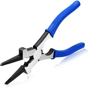 Professional MIG Welding Pliers 8 Inches 6 in 1 Multi Functional Tool Drop Forged High Carbon Steel for Scraping Spatter Gripping Drawing Wire Non-slip Comfort Blue Handles