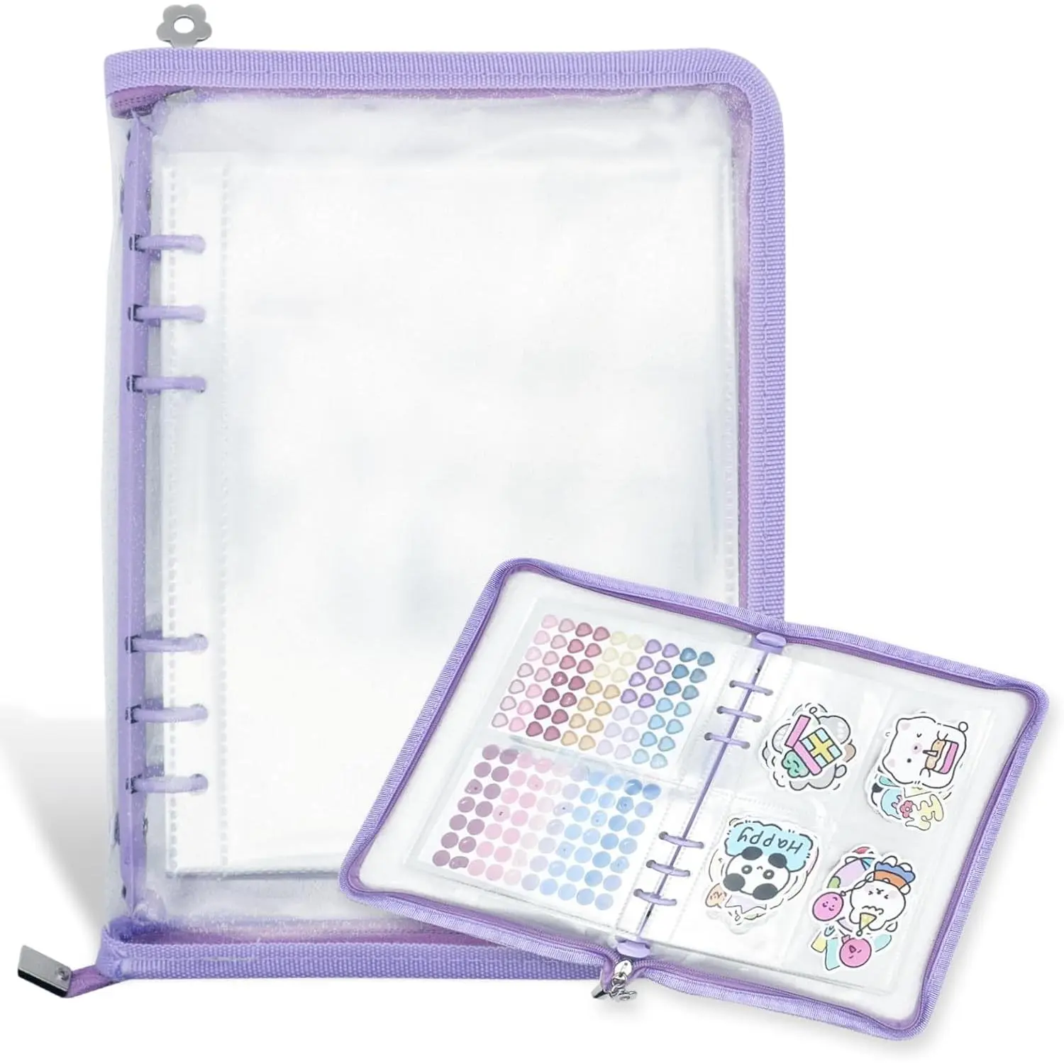 Sticker Organizer Binder Sticker Storage Display Book Reusable Sticker Book Collecting Album Sticker Keeper Holder Organizer with 220 Pockets and Zipper Closure, Sticker Not Included (Purple)