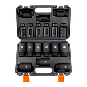 1/2-Inch Drive Impact Socket Set, 9-Piece Deep Socket Set, Metric 29-38mm, 6-Point Cr-Mo Alloy Steel For Auto Repair, Easy-To-Read Size Markings, Rugged Construction, Includes Storage Case, For Mechanics And Auto Maintenance