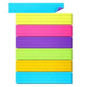 6Pads 180Pcs Colored Sentence Strips for Teacher Supplies, School Supplies, 3" x 8" Ruled Word Learning Strips for Writing Words Ruled Lines, Multiple Pads