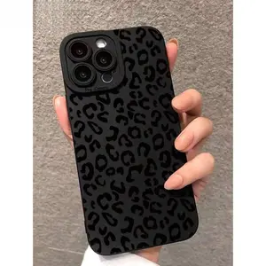 Cheetah Print for Apple Tortoise Shell Phone Case Perforated Straight-Edged Leopard Print Black Hollow Painted Anti-Fall Phone17 Pro Max 17 Air /16/15/14/13/12/11 series Case Compatible With IPhone Compatible With Samsung Redmi 9, Redmi 9A, Redmi 10A