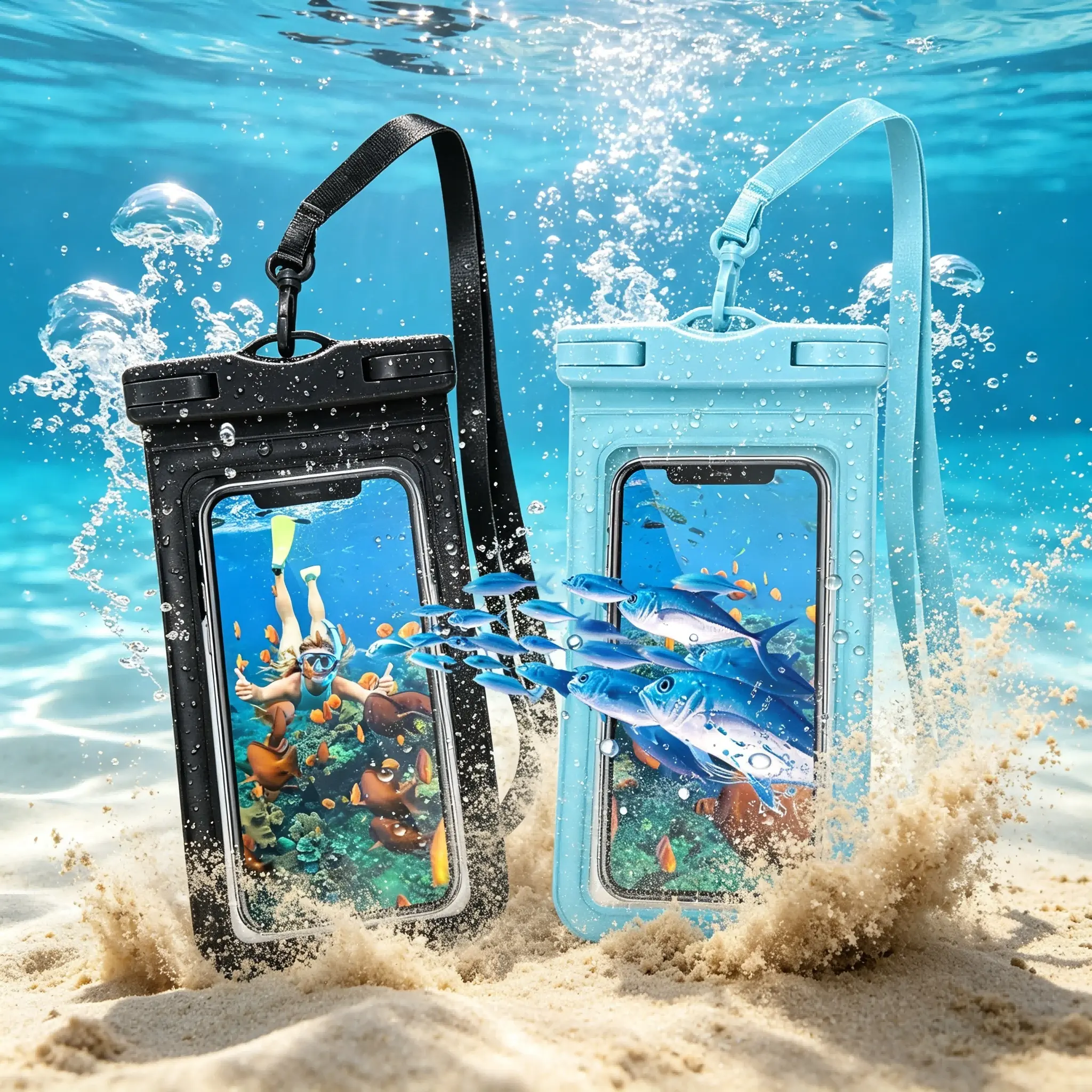 Waterproof Phone Pouch 2 Pack, Hands Free Crossbody Case with Touchscreen Window - Leak Proof for Outdoor Use