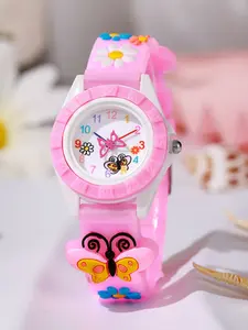 New Fashion Trendy Kids Watch, 3D Butterfly Design, Lady Wristwatch, Small Daisy Cartoon Watch, Quartz Watch for Children