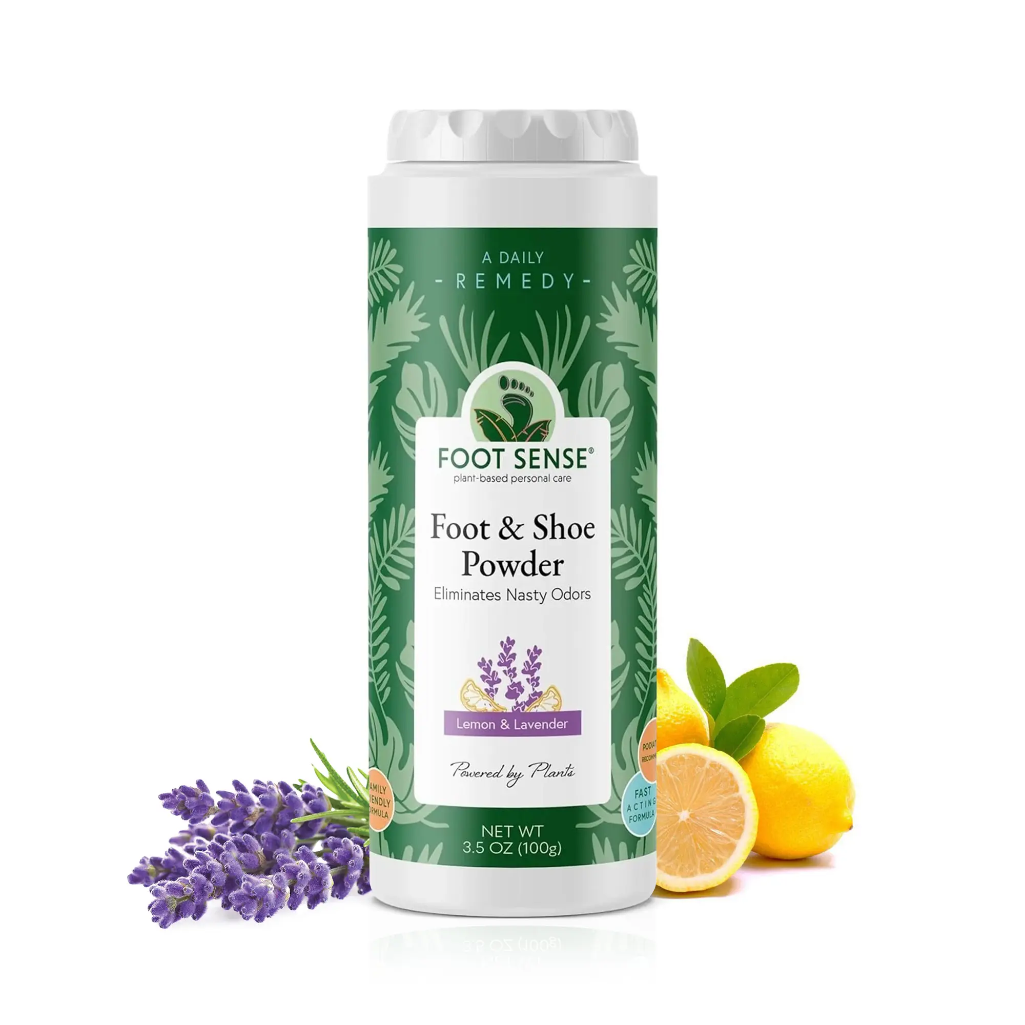 FOOT SENSE All Natural Foot & Shoe Powder, Foot Odor Eliminator for Long-Lasting Odor Control Lasts up to 6 Months, Deodorizes, Safe for Men, Women, Kids, Athletes, 100g Fungal Growth As Needed