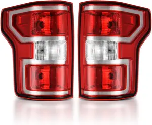OEDRO Tail Light Assembly Compatible with 18 19 20 2018 2019 2020 Ford F150 F-150 Halogen OE Replacement with Bulbs and Harness Red Brake Tail Light Rear Lamp - Left & Right Side Carlights Truck