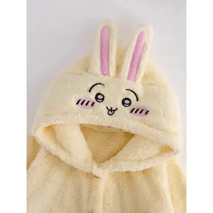 Autumn and winter Usaqi pajamas chiikawa nightgown for women cute coral velvet thickened home clothes