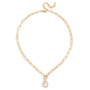 Oval Bezeled Pendant Necklace Waterproof