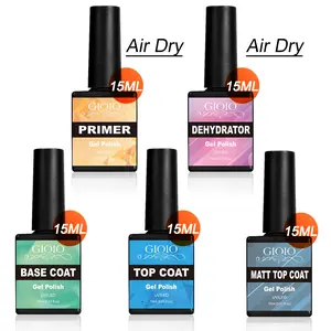 5 Pcs 15ml Base & Top Coat Gel Nail Polish Set- Base Coat No Wipe Top Coat Matt Top Coat And Natural Nail Prep Dehydrator And Primer Essential Function Gel Polish Sets For Long Lasting Shine Nail Art Design Matte Top Coat UV Nail Gel