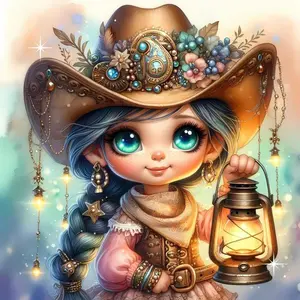 5D DIY full drill round diamond painting kit - diamond art painting kit with lantern, hat, and flowers. Mosaic, canvas - DIY decorative painting, home wall decor, Handicraft, perfect for Valentine's Day, Independence Day, birthdays, and anniversary gifts.