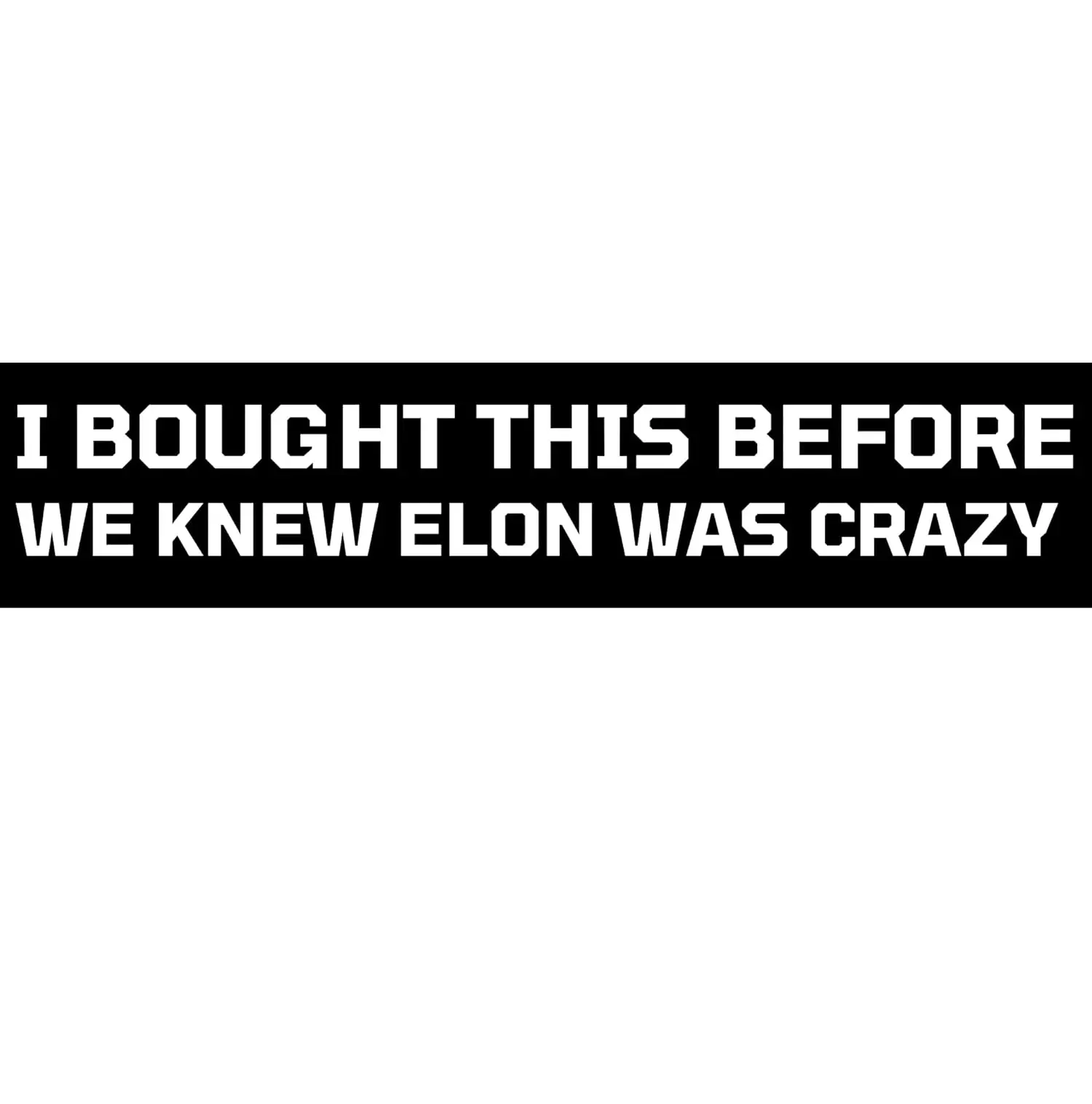 Tesla Bumper Sticker - I Bought This Before We Knew Elon was Crazy! Original Viral Sticker Tesla Owner Regret Decal Accessories Elon Musk - Funny Bumper