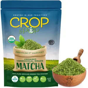 CROP by POP Organic Ceremonial Matcha Powder - USDA Certified, Non-GMO, Vegan, Kosher, 100% Pure Green Tea, 1.06 Ounce (30 Grams), Energy Boosting, Traditional Ceremonial Grade Beverage