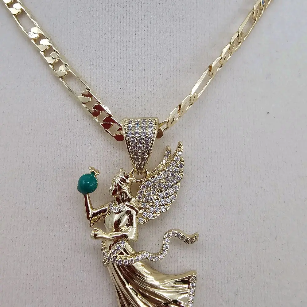 (63) angel pendant and chain 14k Goldplated