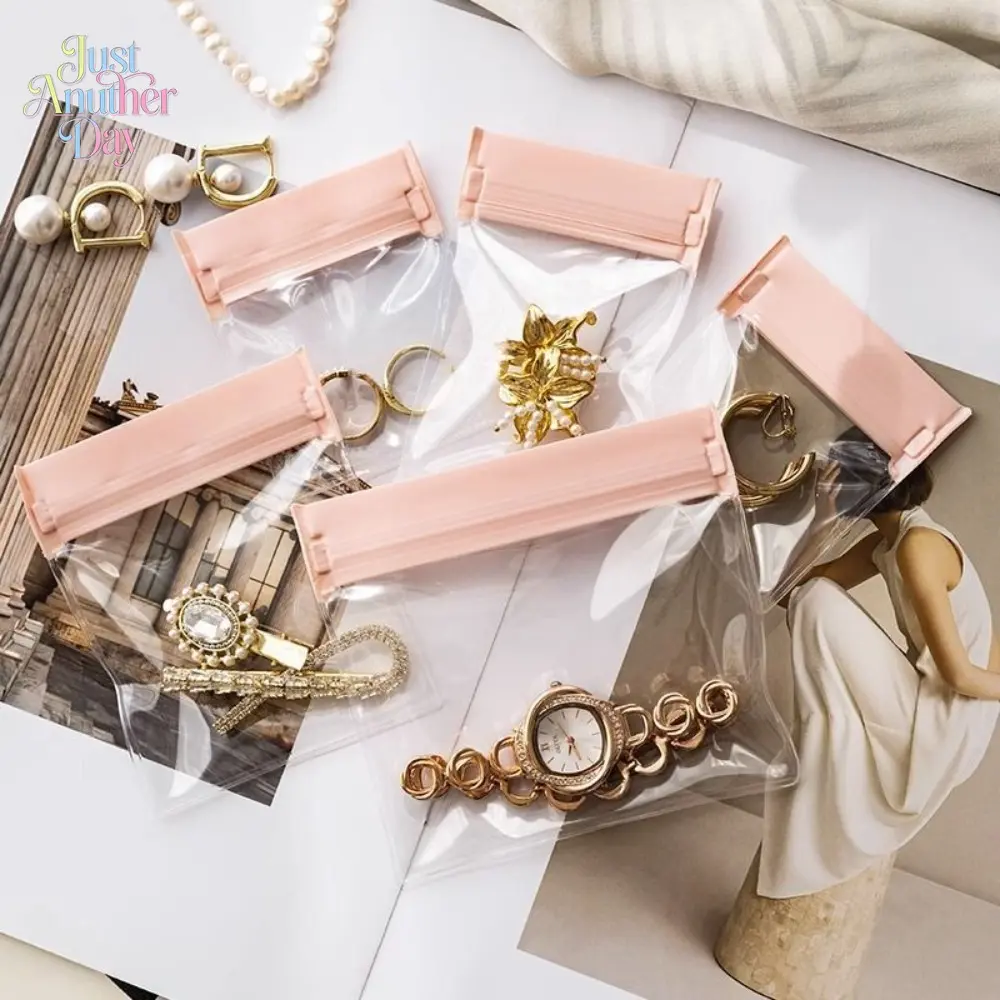 20pcs EVA Jewelry Storage Bags, Thick Anti-Oxidation Self-Seal Bags, Pink Zipper Pouches for Earrings, Bracelets & Necklaces