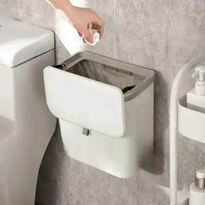 Non-contact kitchen wall-mounted trash can, Touchless Trash Bin, durable plastic, space-saving rectangular design suitable for bathrooms and kitchens, sanitary waste storage bin