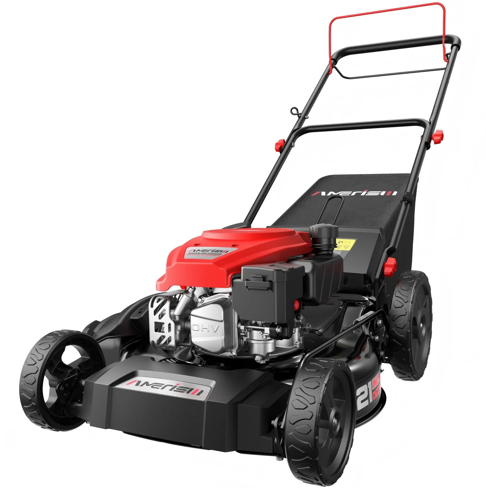 AMERISUN 21" Gas Push Lawn Mower, Rugged Steel Deck, 3-in-1 Versatile Mower, 144cc OHV Engine, 6-Level Height Adjustment, Large Grass Collector, Easy Maneuverability for Home & Garden(AV8621P1), reel mower, fly mower