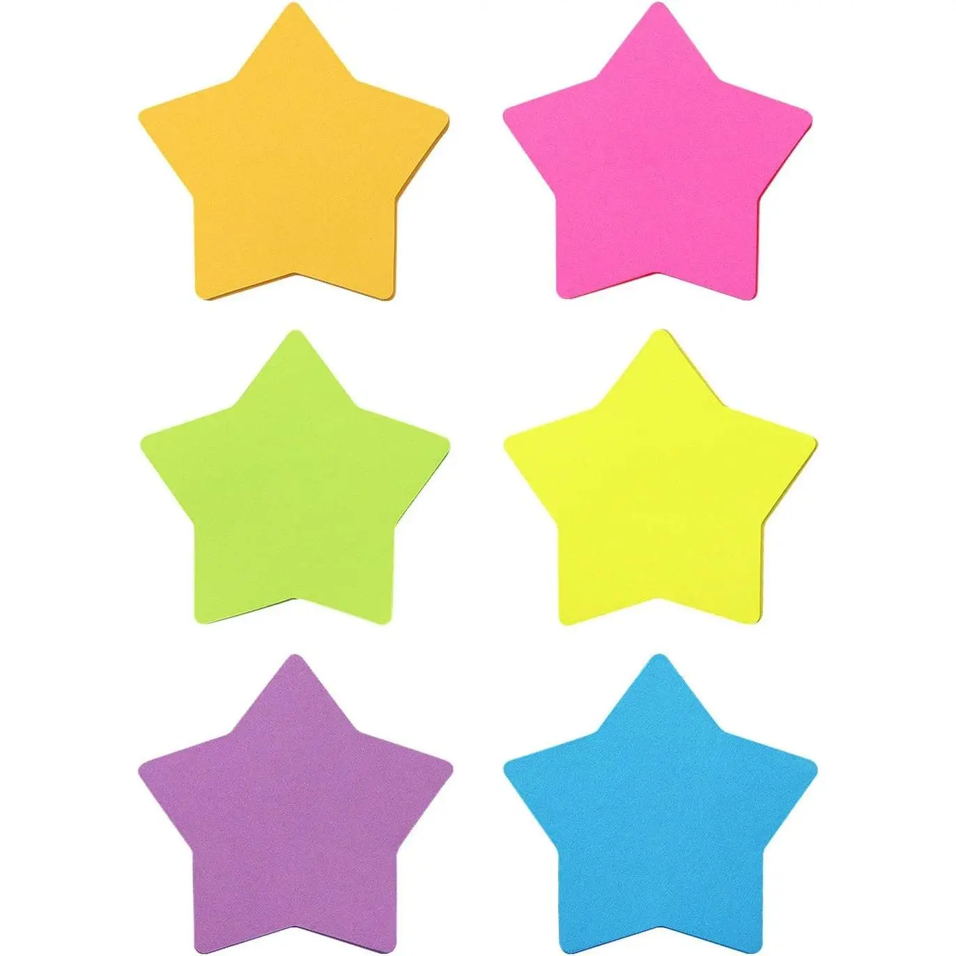 Star Shape Sticky Notes 6 Color Bright Colorful Sticky Pad 75 Sheets/Pad Self-Sticky Note Pads (6 Pads)