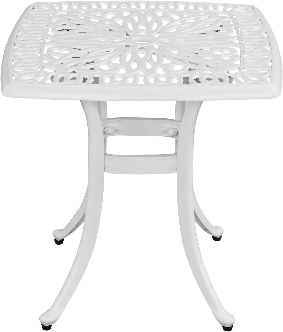 VINGLI 21" Classic Cast Aluminium Outdoor Coffee Table - 330lbs Capacity, Weather Resistant, Easy to Clean, Easy Assembly Porch Bistro End Table (White)