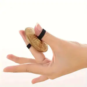 Golden Color Finger Cymbals, 2pcs Unique Percussion Musical Instrument Set, Perfect for Halloween, Christmas, Parties, Stage Performances, Gifts