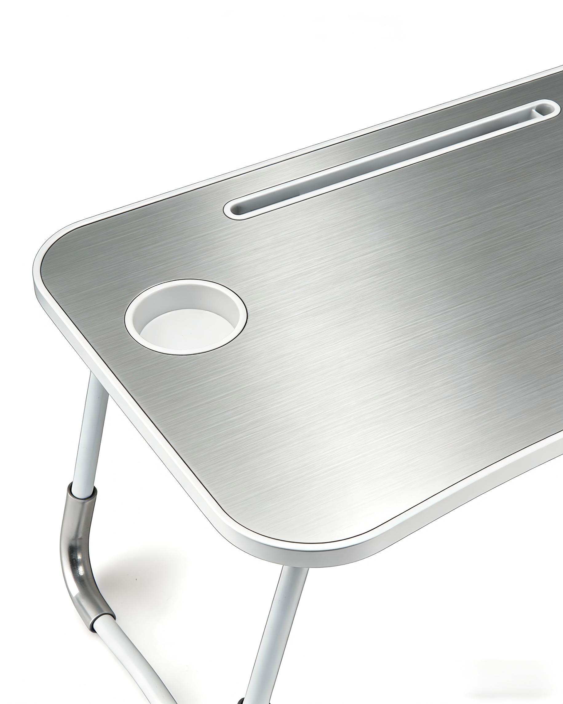 Foldable Laptop Table, Portable Lap Desk Bed Table Tray, Laptop Stand with Cup Holder & Tablet Slot & Lifting Handle for Working Writing Drawing & Eating