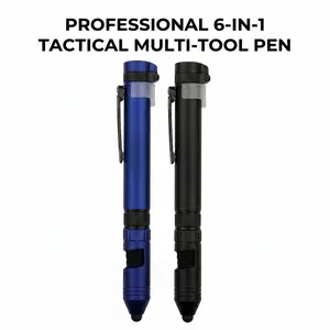 Outdoor Military Travel 6-in-1 Multitool with Cross Screwdriver, Compass, Touch Bracket, Light and Pen,Two-piece pack Summervibes