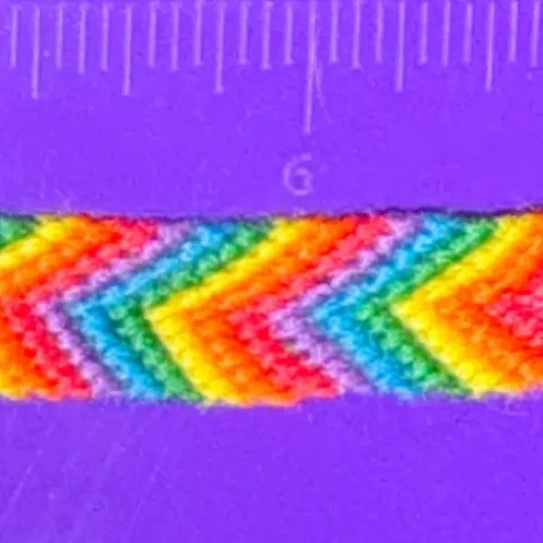 Rainbow (Red, Orange, Yellow, Green, Blue, Violet/Purple) Chevron Floss Thread Friendship Bracelet with Metal Lobster Clasp