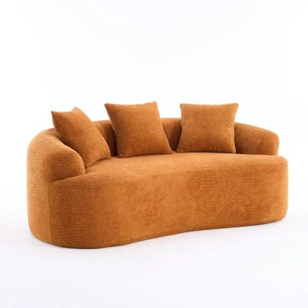 Bellemave LY-025S Curved Loveseat  Full Compression Sponge Sofa, 30D Chenille No-Assembly Compact Sofa for Small Spaces & Apartments, 65"L, 300 lbs, 3 Pillows