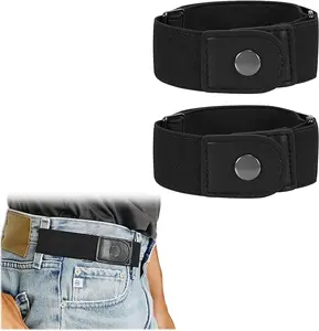 BELTROAD Men & Women 2 Loop No Buckle Elastic Belt for 1.5 Inch Belt Loops Comfortable Adjustable Waist Cincher Belt