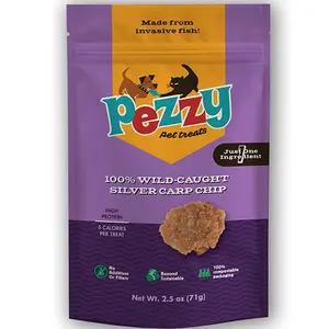 Silver Carp Chips Dog and Cat Treats Single Ingredient Wild Caught High Protein Low Fat Grain Free Hypoallergenic Made in USA