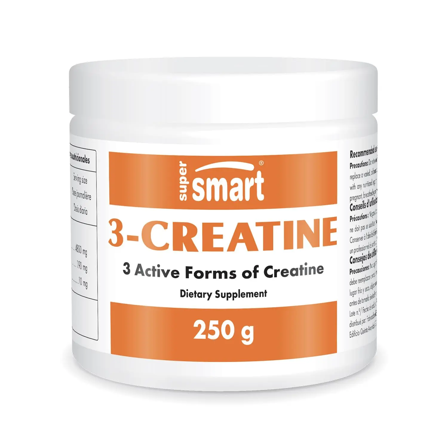 SUPERSMART - 3-Creatine - with Creatine Monohydrate - Physical Performance & Muscle Stimulator - Increase Faster Post-Exercise Recovery | Non-GMO & Gluten Free - 250 g