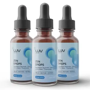 LUV Zen Drops: Anxiety and Stress Support Drops with Magnesium Glycinate, Vitamin D3, Lemon Balm, Chamomile, Saffron, L-Theanine, . Keto, Vegan, USA Made, Non-GMO, 3Pack - 90 Servings