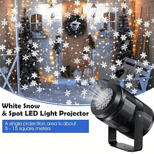 Halloween Projector, Christmas Projector, Snowflake Projector, Rotating Christmas Snowflake Pattern LED Stage Light, Outdoor Holiday Lighting, Christmas Snowflake Decoration Party Light, Creating A Stronger Christmas Atmosphere indoor decorative light