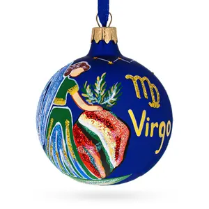 Virgo Zodiac Horoscope Sign Blown Glass Ball Christmas Ornament 3.25 Inches